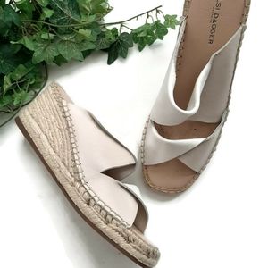 KELSI DAGGER cream leather espadrille wedges …